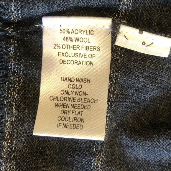 Ann Taylor Loft Wool Cardigan Women’s Small Sequin Striped Gray Sweater Metallic - Picture 6 of 6